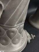 2 Early English Pewter Steins 13" Tallest