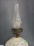 Milk Glass Electrified Oil Lamp, 22" Tall