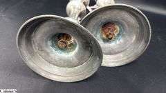 2 Pair of Silver Early English Candle Sticks, 2 Still Have Push Up, Tallest 10"