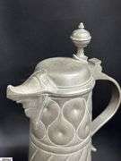 2 Early English Pewter Steins 13" Tallest