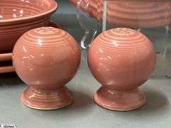 9pcs Fiesta Rose Dish Pieces - 2 Pint Pitcher, Salt and Pepper, Plates, Bowls - 10.5" of largest plate