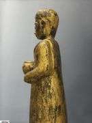 6 Southeast Asian Gilt Wood Buddhas Some Wear Tallest 17.5"