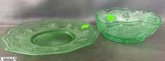 2 Grapevine Motif UV Reactive Plate and Bowl - 8.5" of plate
