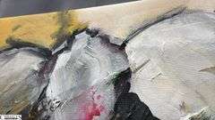 3 Alummoa Zumigo Winged Figure #13, 14 & 15 Abstract Mixed Media and Oil Paintings on Canvas Each Measures 27x14"