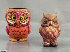 Viking Glass Owl 5.25", Owl and Mushroom Figurines
