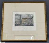 Framed Print of Piazza Grande Arezzo, Overall Measures 21x19", Art 8x9"