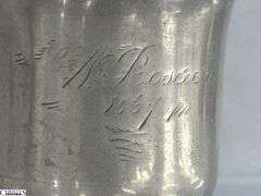 4 Antique Pewter Cups 4" Tall