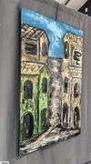 Antonio Garcia Village Streets #1, Acrylic Painting On Canvas 35x56"