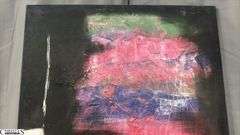 Alummoa Zumigo Abstract, Black Background, Multi Color Mixed Media and Oil Painting On Canvas 35x56"