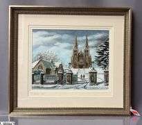 B. Fields Framed Cathedral Print, Appears Signed By The Artist Frame Measures 17..5x15.5"