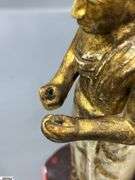 6 Southeast Asian Gilt Wood Buddhas Some Wear Tallest 17.5"
