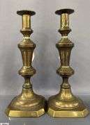 4 Brass Candle Sticks, Victorian Push Up Style Tallest 11.5"