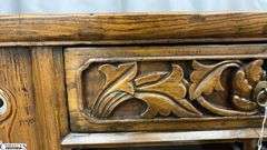Chinese Carved Three Drawer Table 42.5x24x32.5" Tall Does Have Some Wear From Age