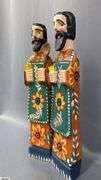 Pair of Guatemalan Carved and Figures, One Missing Spoon