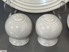 10pcs Fiesta Gray Dishes - Charger Platter, Plates, Bowls, Salt and Pepper - 12" of largest