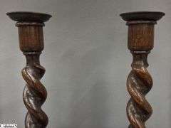 6pcs, 3 Pair of Wooden Candlesticks with Barley Twist and Pricket Style Tallest Pair 14"