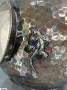 Meriden Silver Plate Co. Pitcher, Hammered Style with Lizard and Bird Embellishments, 8"