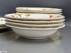 Halls Jewel Tea Saucers, Gravy Boat, Trivet, Teacups - 11" of trivet