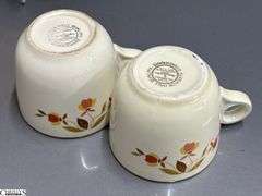 Halls Jewel Tea Saucers, Gravy Boat, Trivet, Teacups - 11" of trivet
