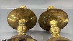 4 Brass Candle Sticks, Tallest 11.5", Missing Insert