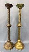 Pair of Brass Barley Twist Style Church Altar Candle Sticks 18"