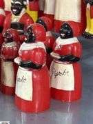 Vintage Aunt Jemima Spice Set, Nutmeg, Paprika, Cinnamon, x2, Uncle Mose Salt and Peppers, Pitchers, All Have Some Wear, 5.5" Tallest