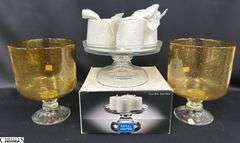Seeded Amber Colored Glass Sconces and Royal Limited Candle Garden In Box, Pair Measures 7x9" Tall