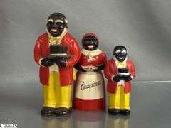 Vintage Aunt Jemima Spice Set, Nutmeg, Paprika, Cinnamon, x2, Uncle Mose Salt and Peppers, Pitchers, All Have Some Wear, 5.5" Tallest