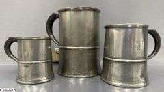3 Pewter J. Abbot Gateshead, 1 Quart, Pint and 1/2 Pint Measures