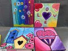15 Painting Party Canvases, Love Themes, Bird Houses, Valentines 11x14"