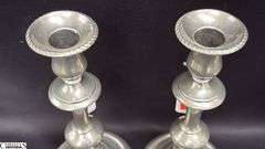 2 Pair of Silver Early English Candle Sticks, 2 Still Have Push Up, Tallest 10"