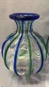 Pair of Blue and Green Hand Made Vases, Signed Archimede Seguso, Tallest 13.5"