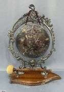 Wooden Base Plated Dinner Gong, and Beater, 12"x16" Tall