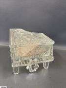 West Moreland Blue Santa On Sleigh, Lidded Piano St Claire Glass Works, Hand Made Glass Basket, Cobalt Dish