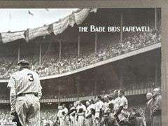 THE BABE BIDS FAREWELL Black and White Photo Print Framed Under Glass 30" X 26"