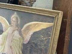 5pcs, Framed Art Prints and Painting, Wear to The Frames, One Has Been Repaired, Largest 26x32"