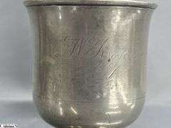 4 Antique Pewter Cups 4" Tall