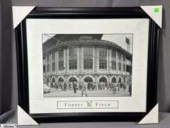 2 Baseball Stadium Prints Framed Under Glass- Forbes Field and Veterans Stadium 26" X 22"
