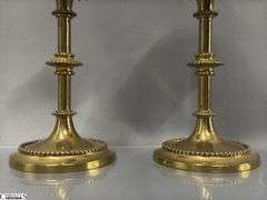 Pair of Brass Church Candle Holders 7.25"