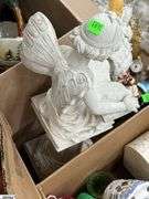 SKID of Boxed Lots, Garden Statue, Parlor Chair Plant Stand, Angels, Ornaments, Bells, Milk Glass Baskets, Figural Bells, Frames, Art Glass Paperweights, SKID is Not Included