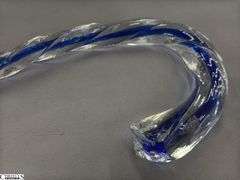38" Clear and Blue Glass Swirl Cane Walking Stick