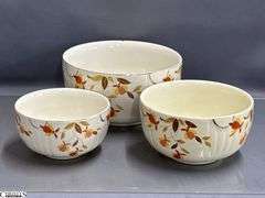 4 Hall's Jewel Tea Mixing Bowls - 9" x 5" of largest