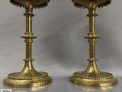 Pair of Brass Church Candle Holders 7.25"