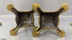 2 Pair of Brass Candle Sticks, Tallest 12.25", Smaller Pair Have Makers Marks