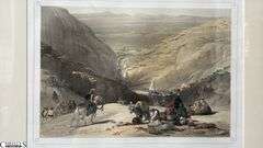Framed Artwork Print, "The Second Descent Through The Koojah Pass," a Historical Scene Related to the First Anglo-Afghan War 24x20"