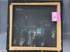 3 Multi Color Abstract Mixed Media and Oil Paintings By Alummoa Zumigo, on Black Canvas, Each Measures 18x17"