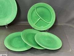 18pcs Fiesta Green Dishes - Charger Platter, Plates, Saucers, Bowls, Cups, 2 Pint Pitcher- 14" of largest