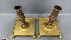 2 Pair of Brass Candle Sticks, Tallest 12.25", Smaller Pair Have Makers Marks