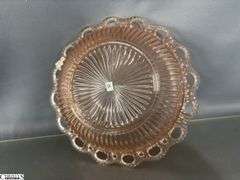 5 pcs Pink Depression Glass - Cream and Sugar, Bowl, Divided Plate, and Dish - 10" of bowl