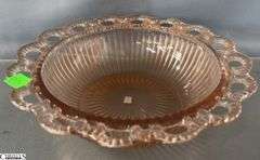 5 pcs Pink Depression Glass - Cream and Sugar, Bowl, Divided Plate, and Dish - 10" of bowl